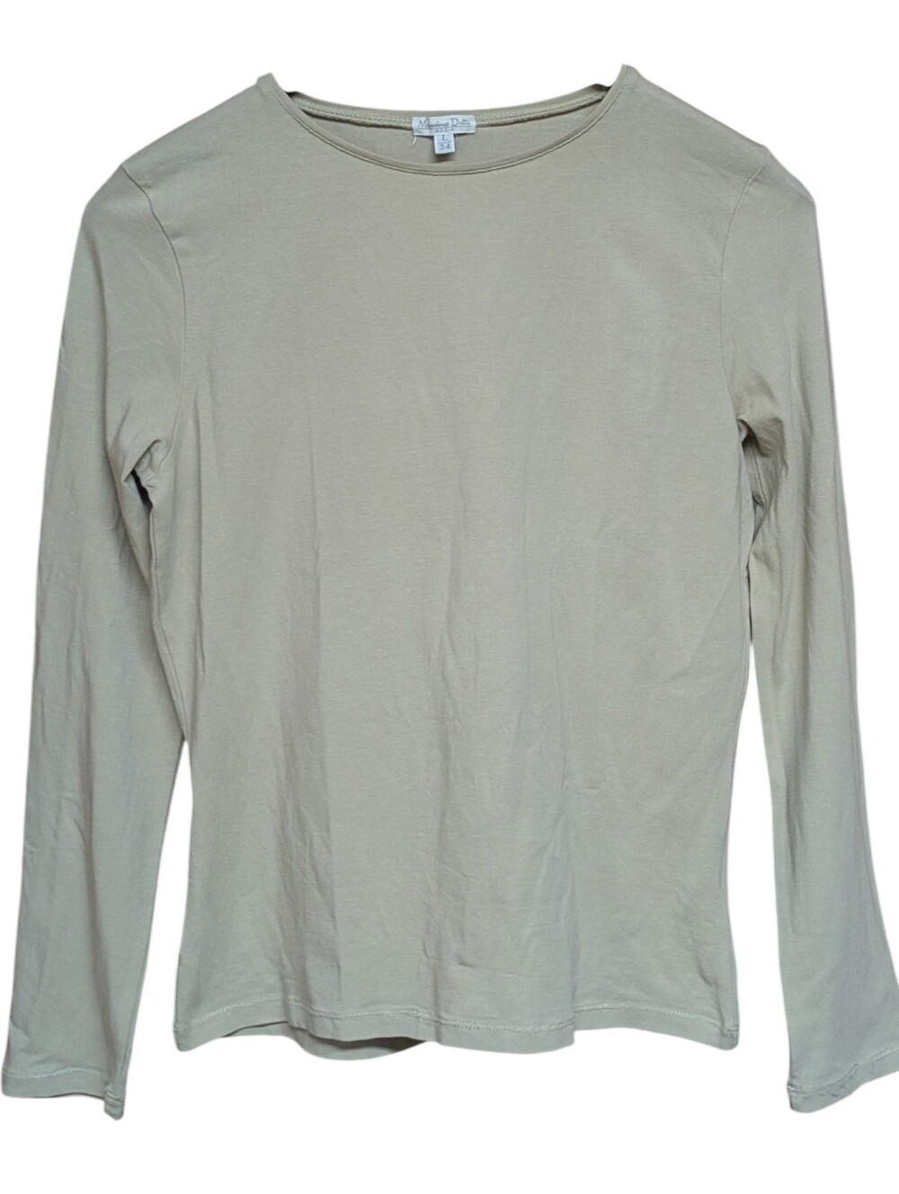 Massimo Dutti Basic Tan Long Sleeve Crew Neck T Shirt Size 34 (XS)
